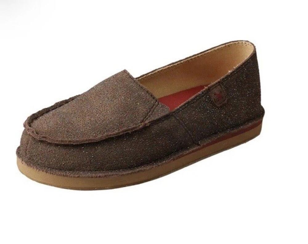 NEW Twisted X 13 Girls Brown Loafer Slip On Chocolate‎ Shimmer Glitter Youth